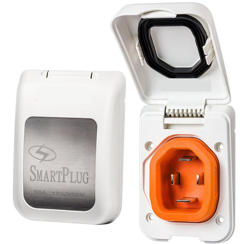 SmartPlug 50 AMP Male Non-Metallic Inlet Cover - White [BM50PW] - Wholesaler Elite LLC