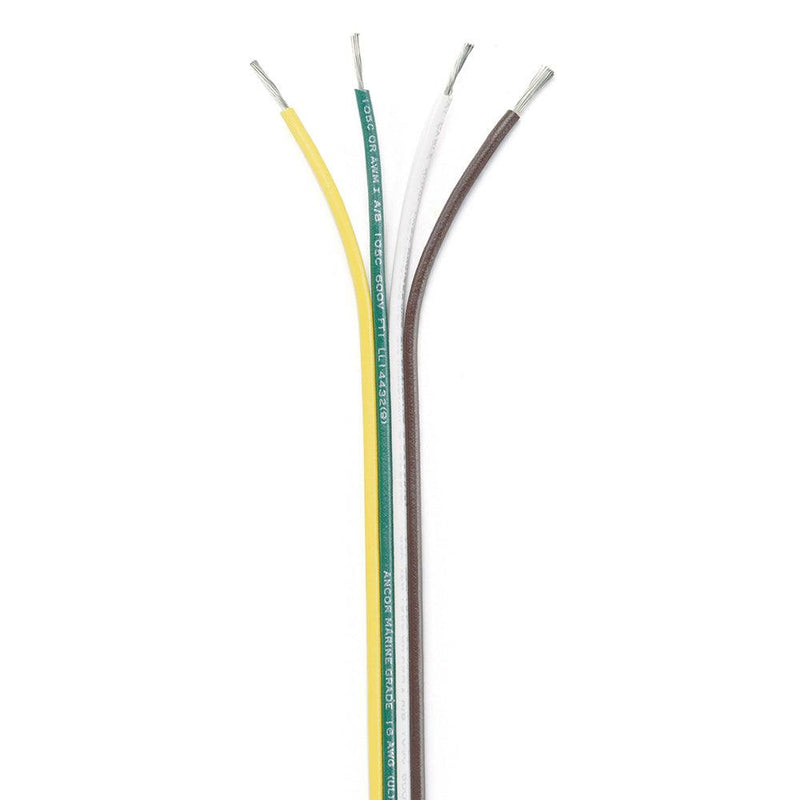 Ancor Ribbon Bonded Cable - 16/4 AWG - Brown/Green/White/Yellow - Flat - 100' [154510] - Wholesaler Elite LLC