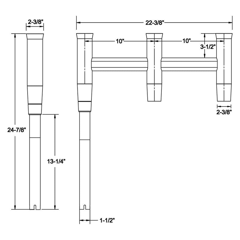 TACO Deluxe Trident Rod Holder Cluster Offset [F31-0781BXY-1] - Wholesaler Elite LLC