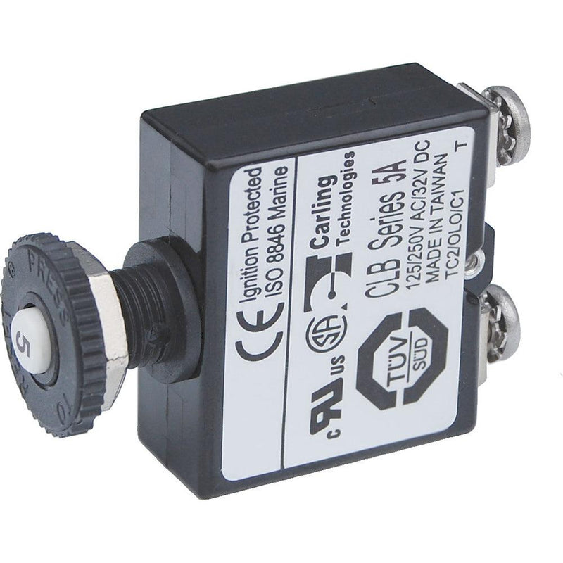 Blue Sea Push Button Reset Only Screw Terminal Circuit Breaker - 5 Amps [2130] - Wholesaler Elite LLC