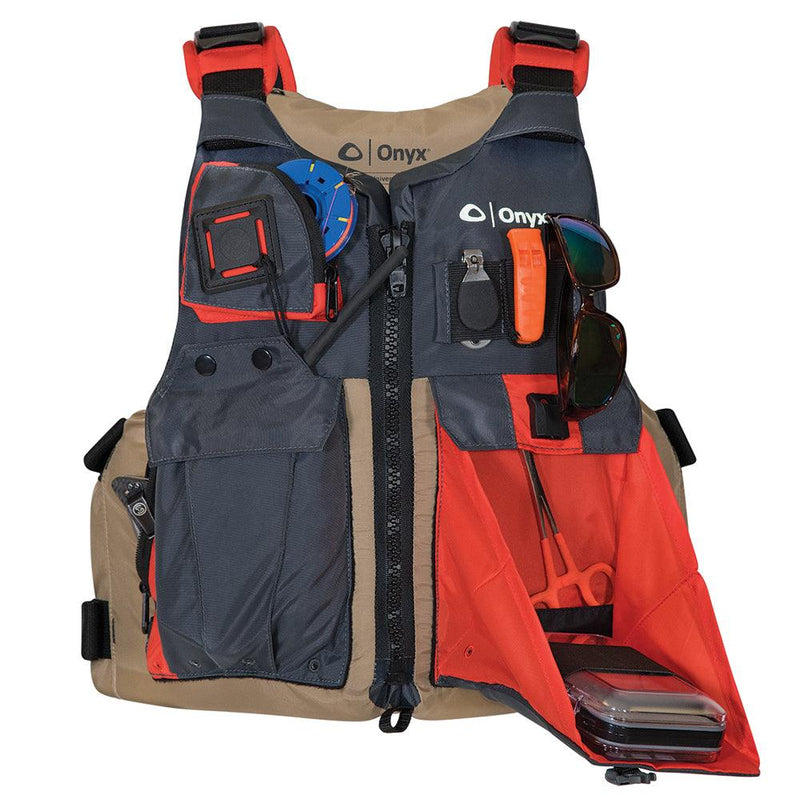 Onyx Kayak Fishing Vest - Adult Oversized - Tan/Grey [121700-706-005-17] - Wholesaler Elite LLC