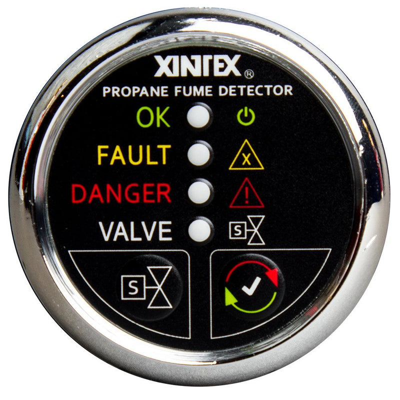 Fireboy-Xintex Propane Fume Detector w/Plastic Sensor Solenoid Valve - Chrome Bezel Display [P-1CS-R] - Wholesaler Elite LLC