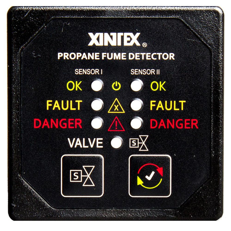 Fireboy-Xintex Propane Fume Detector Alarm w/2 Plastic Sensors Solenoid Valve - Square Black Bezel Display [P-2BS-R] - Wholesaler Elite LLC