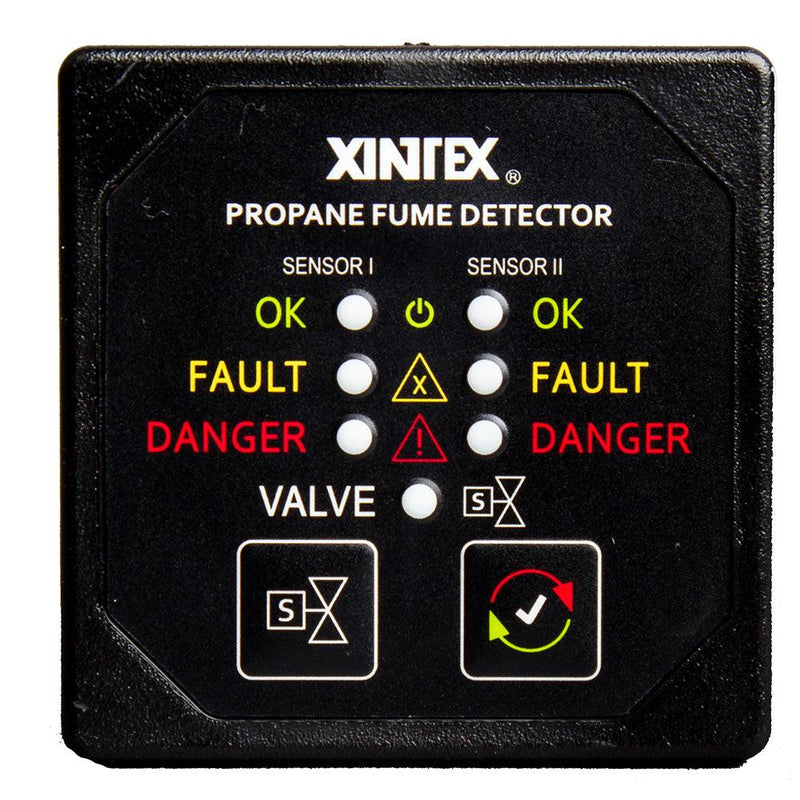 Fireboy-Xintex Propane Fume Detector w/2 Plastic Sensors - No Solenoid Valve - Square Black Bezel Display [P-2BNV-R] - Wholesaler Elite LLC