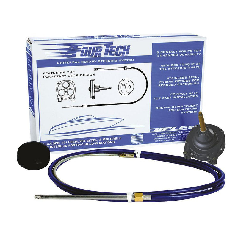 Uflex Fourtech 8' Mach Rotary Steering System w/Helm, Bezel & Cable [FOURTECH08] - Wholesaler Elite LLC