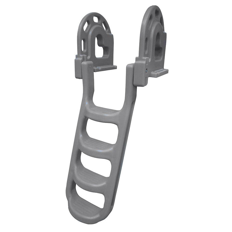 Dock Edge Stand-Off Flip-Up Polyethylene Roto Molded 4-Step Dock Ladder - Grey [2084-F] - Wholesaler Elite LLC