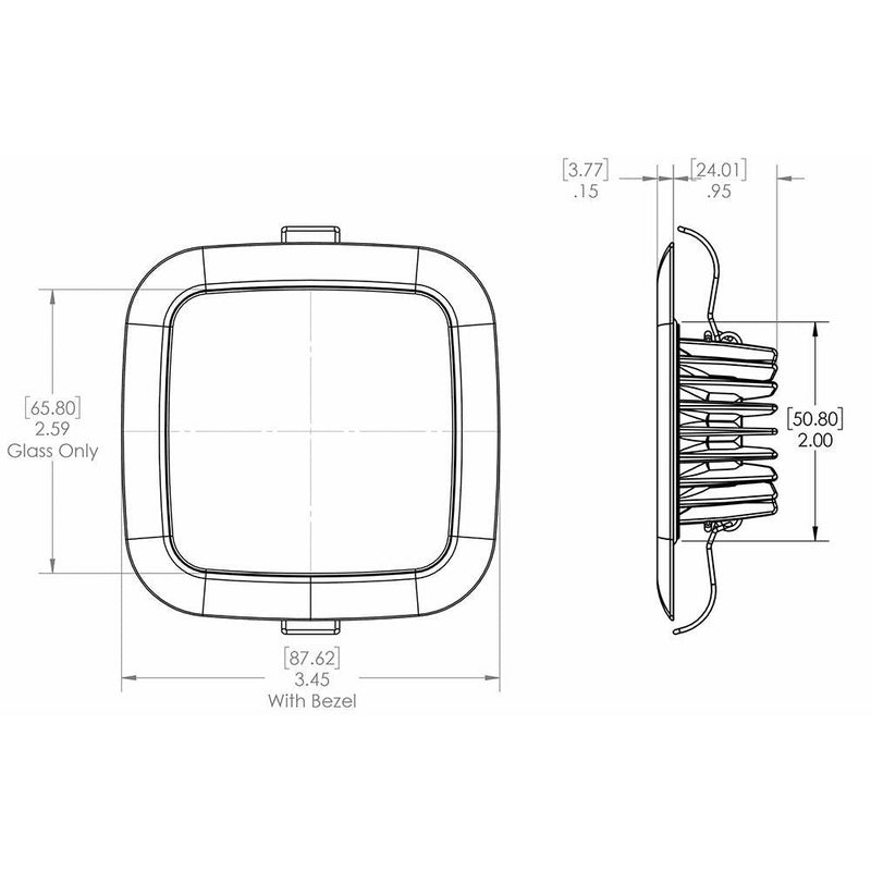Lumitec Square Mirage Down Light - White Dimming, Red/Blue Non-Dimming - Polished Bezel [116118] - Wholesaler Elite LLC