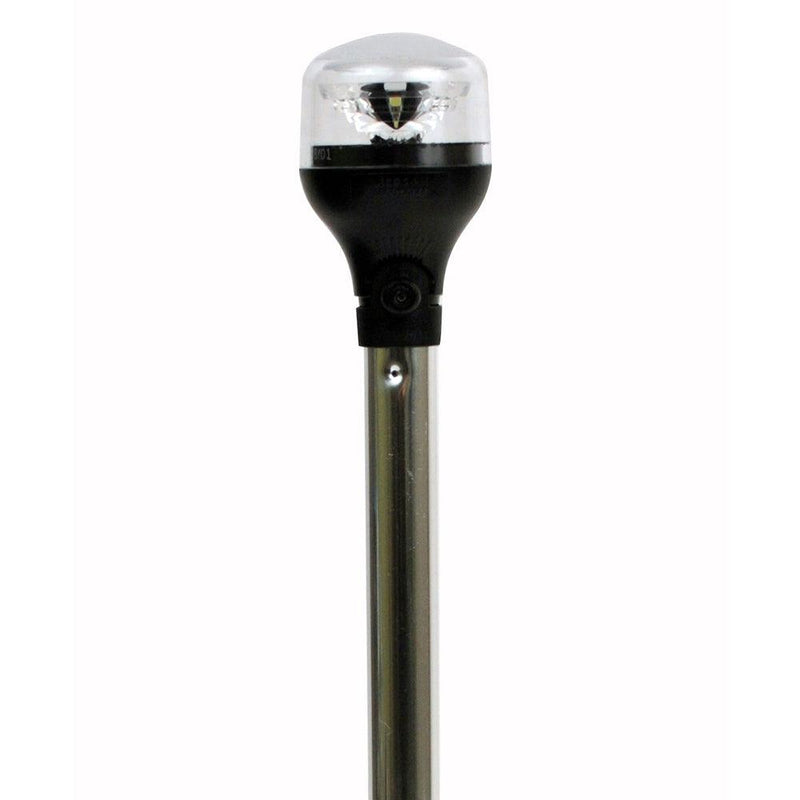 Attwood LightArmor All-Around Light - 20" Aluminum Pole - Black Vertical Composite Base w/Adapter [5551-PA20-7] - Wholesaler Elite LLC