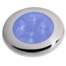 Hella Marine Slim Line LED 'Enhanced Brightness' Round Courtesy Lamp - Blue LED - Stainless Steel Bezel - 12V [980502221] - Wholesaler Elite LLC