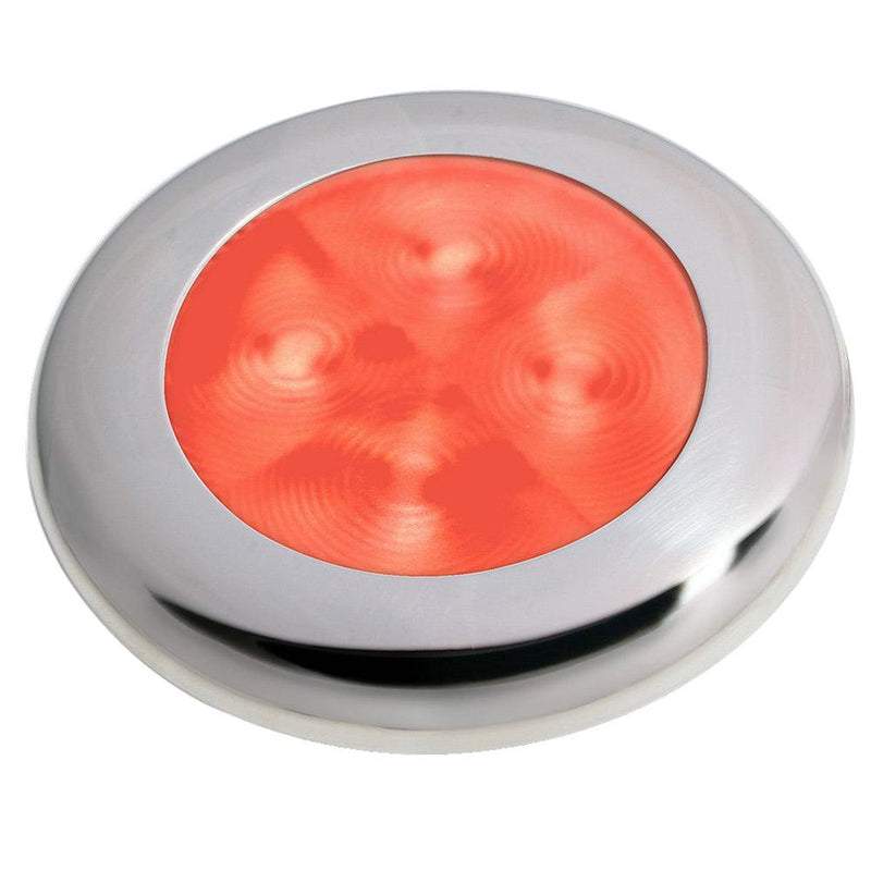 Hella Marine Slim Line LED 'Enhanced Brightness' Round Courtesy Lamp - Red LED - Stainless Steel Bezel - 12V [980507221] - Wholesaler Elite LLC
