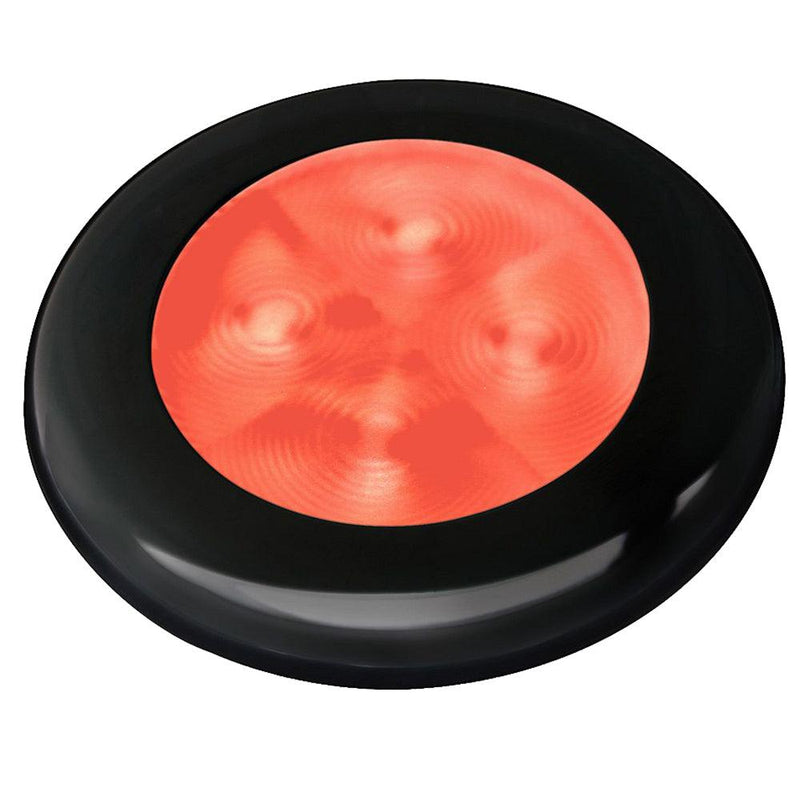 Hella Marine Slim Line LED 'Enhanced Brightness' Round Courtesy Lamp - Red LED - Black Plastic Bezel - 12V [980507251] - Wholesaler Elite LLC