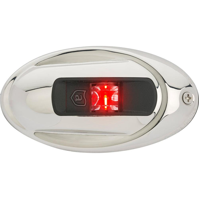 Attwood LightArmor Vertical Surface Mount Navigation Light - Oval - Port (red) - Stainless Steel - 2NM [NV4012SSR-7] - Wholesaler Elite LLC