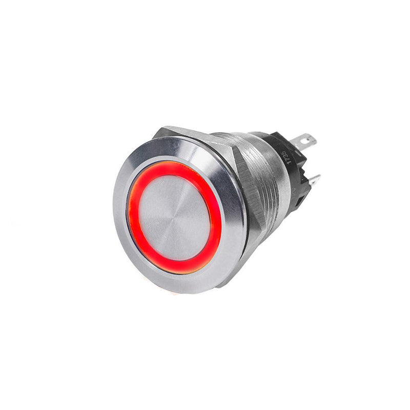Blue Sea 4163 SS Push Button Switch - Off-(On) - Red - 10A [4163] - Wholesaler Elite LLC