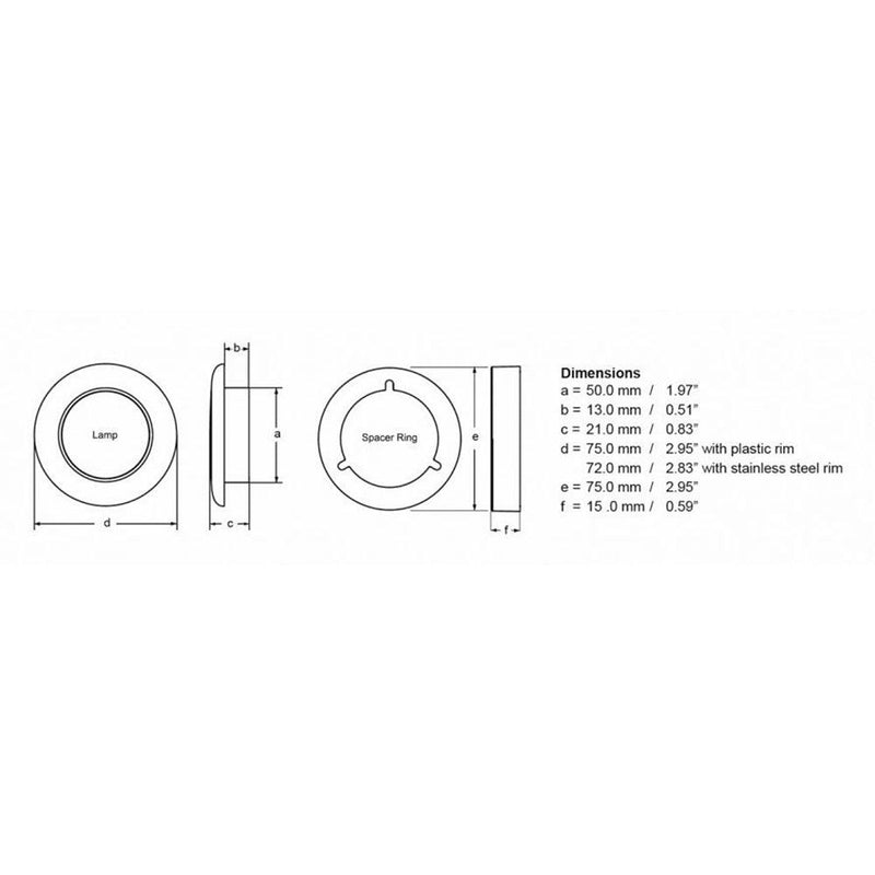 Hella Marine Polished Stainless Steel Rim LED Courtesy Lamp - Blue [980503221] - Wholesaler Elite LLC