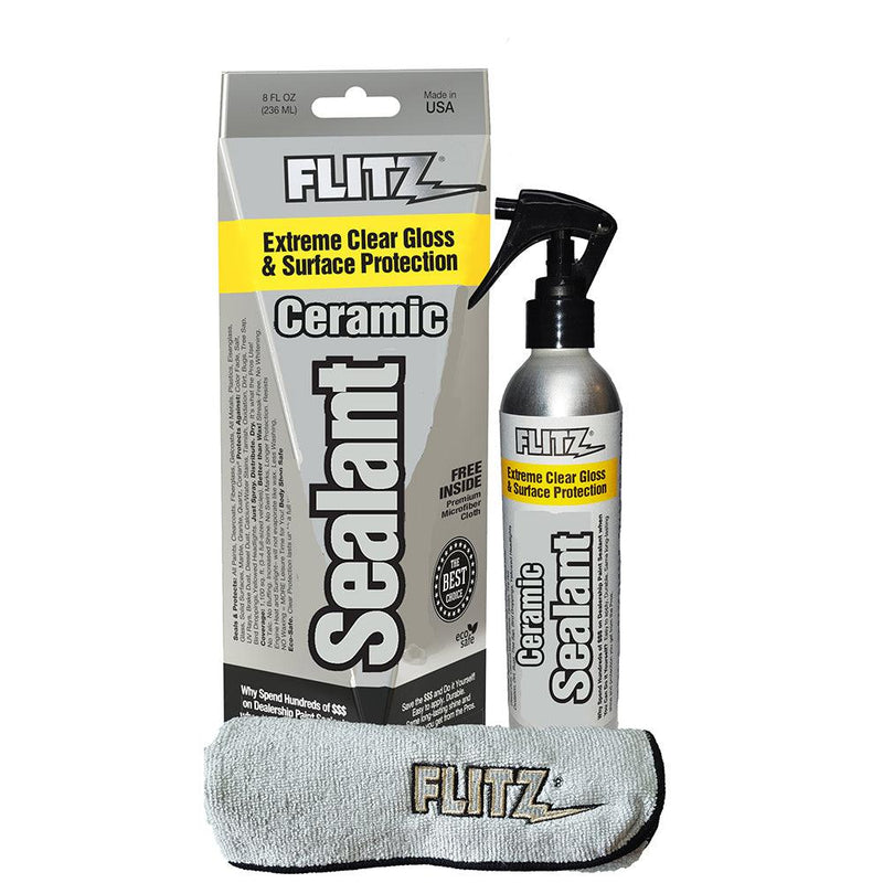 Flitz Ceramic Sealant Spray Bottle w/Microfiber Polishing Cloth - 236ml/8oz [CS 02908] - Wholesaler Elite LLC