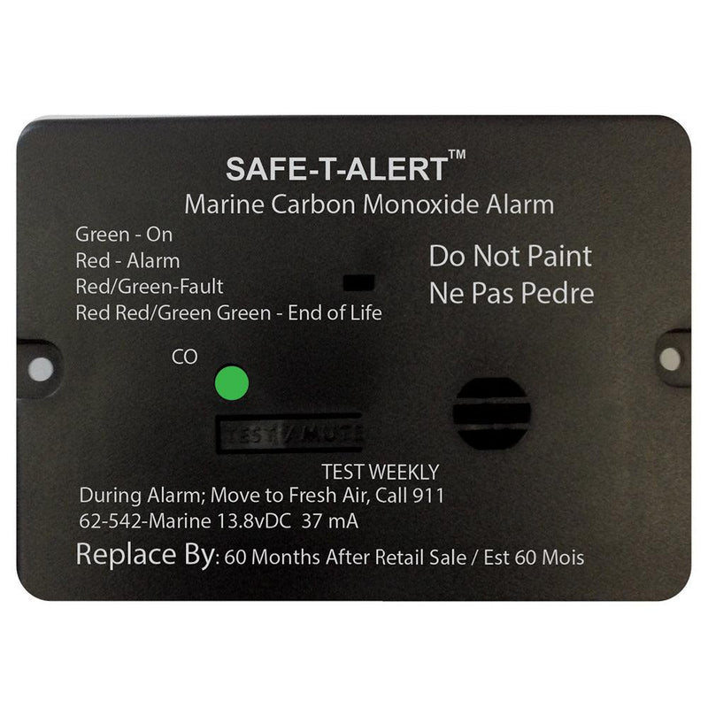 Safe-T-Alert 62 Series Carbon Monoxide Alarm w/Relay - 12V - 62-542-R-Marine - Flush Mount - Black [62-542-R-MARINE-BL] - Wholesaler Elite LLC