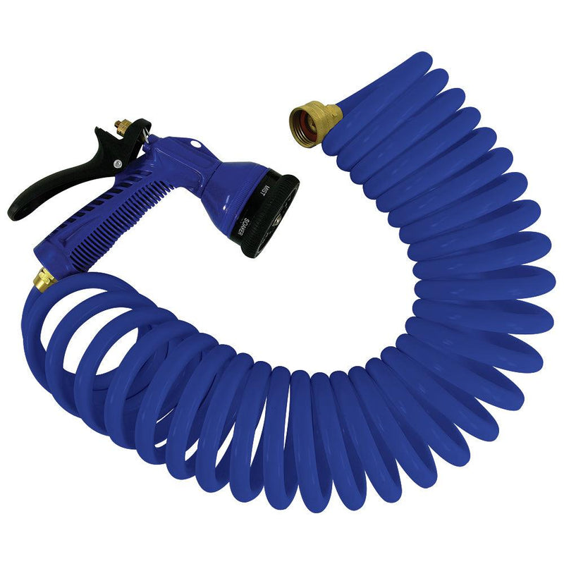 Whitecap 25 Blue Coiled Hose w/Adjustable Nozzle [P-0441B] - Wholesaler Elite LLC