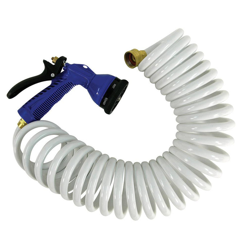 Whitecap 25 White Coiled Hose w/Adjustable Nozzle [P-0441] - Wholesaler Elite LLC