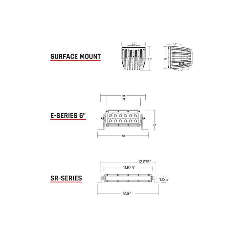 RIGID Industries SAE Compliant E-Series 6" Light Bar - Pair - Black [106613] - Wholesaler Elite LLC