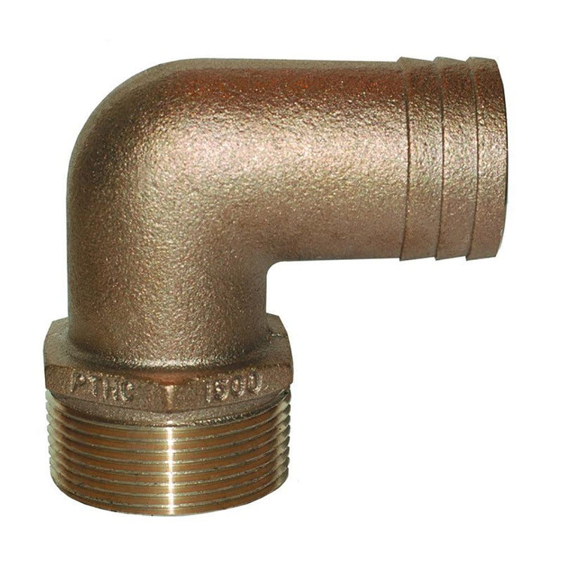 GROCO 2" NPT x 2" ID Bronze 90 Degree Pipe to Hose Fitting Standard Flow Elbow [PTHC-2000] - Wholesaler Elite LLC
