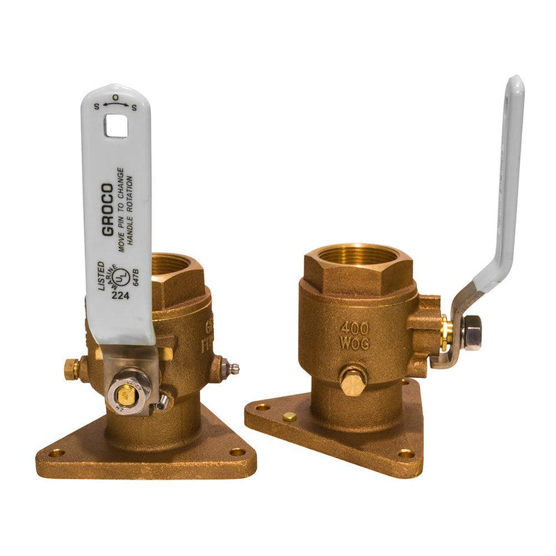 GROCO 2" Bronze Tri-Flanged Ball Valve/Seacock [FBV-2000] - Wholesaler Elite LLC
