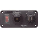Blue Sea 4363 Water Resistant USB Accessory Panels - 15A Circuit Breaker, 12V Socket, 2.1A Dual USB Charger [4363] - Wholesaler Elite LLC