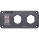 Blue Sea 4364 Water Resistant USB Accessory Panel - 15A Circuit Breaker, 2x Blank Apertures [4364] - Wholesaler Elite LLC