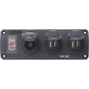 Blue Sea 4365 Water Resistant USB Accessory Panel - 15A Circuit Breaker, 12V Socket, 2x 2.1A Dual USB Chargers [4365] - Wholesaler Elite LLC