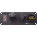 Blue Sea 4366 Water Resistant USB Accessory Panel - Circuit Breaker, 12V Socket, Dual USB Charger, Mini Voltmeter [4366] - Wholesaler Elite LLC