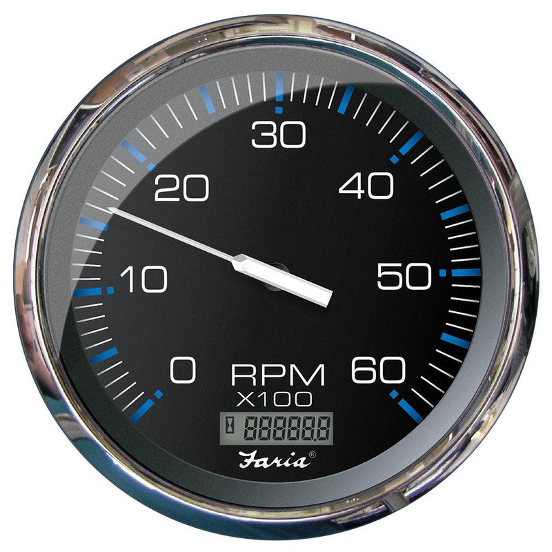 Faria Chesapeake Black 5" Tachometer w/Digital Hourmeter - 6000 RPM (Gas) (Inboard) [33763] - Wholesaler Elite LLC