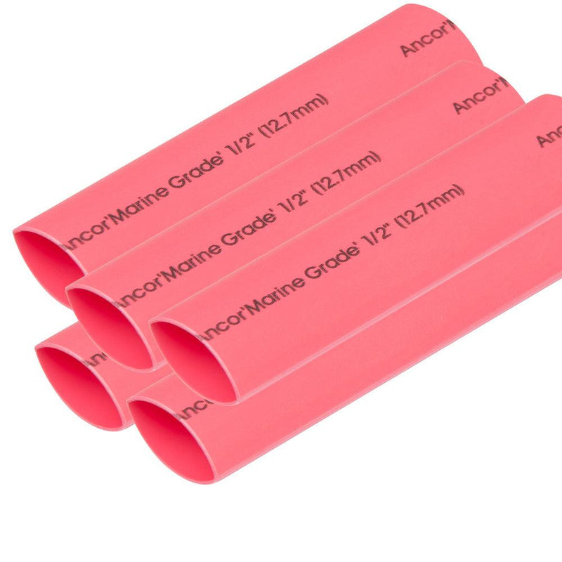 Ancor Heat Shrink Tubing 1/2" x 6" - Red - 5 Pieces [305606] - Wholesaler Elite LLC