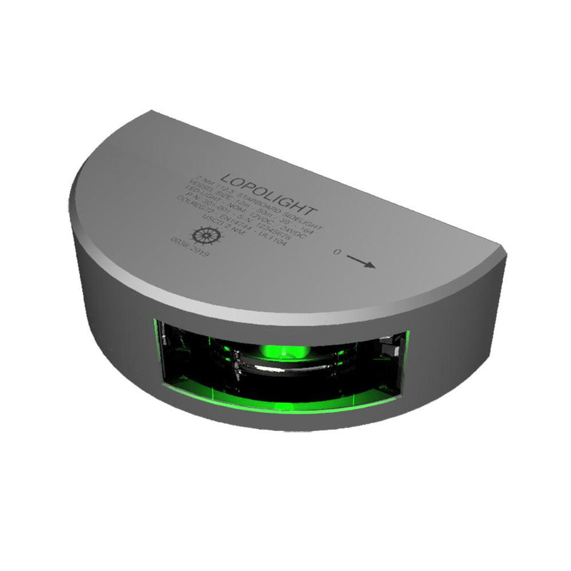Lopolight Series 301-001 - Starboard Sidelight - 2NM - Vertical Mount - Green - Silver Housing [301-001] - Wholesaler Elite LLC