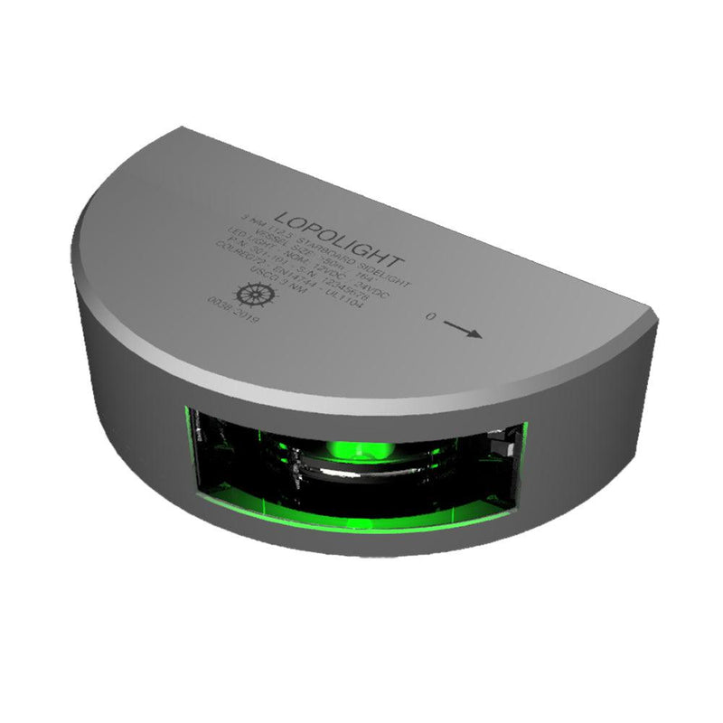 Lopolight Series 301-101 - Starboard Sideight - 3NM - Vertical Mount - Green - Silver Housing [301-101] - Wholesaler Elite LLC