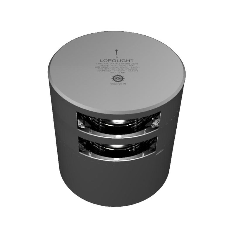 Lopolight Series 301-106 - Double Stacked Stern Light - 3NM - Horizontal Mount - White - Silver Housing [301-105ST] - Wholesaler Elite LLC