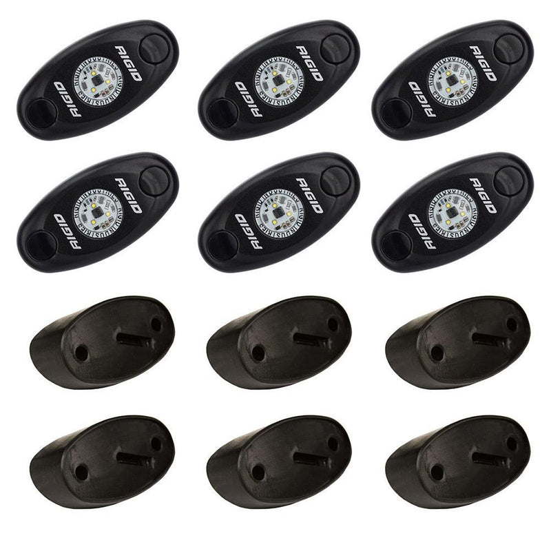 RIGID Industries A-Series Rock Light Kit - 6 Cool White Lights - Black [400253] - Wholesaler Elite LLC