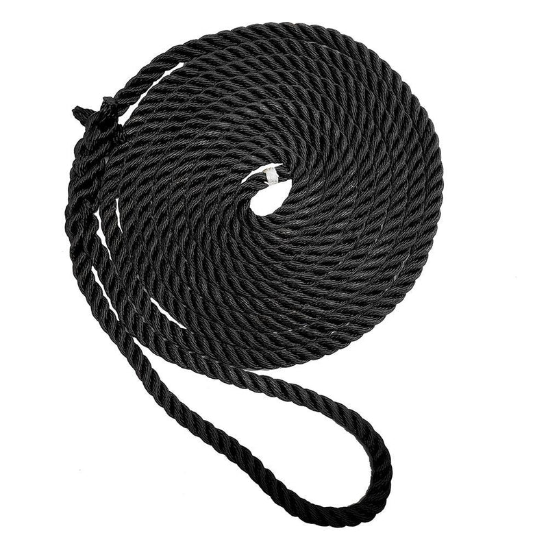 New England Ropes 5/8" Premium 3-Strand Dock Line - Black - 50 [C6054-20-00050] - Wholesaler Elite LLC