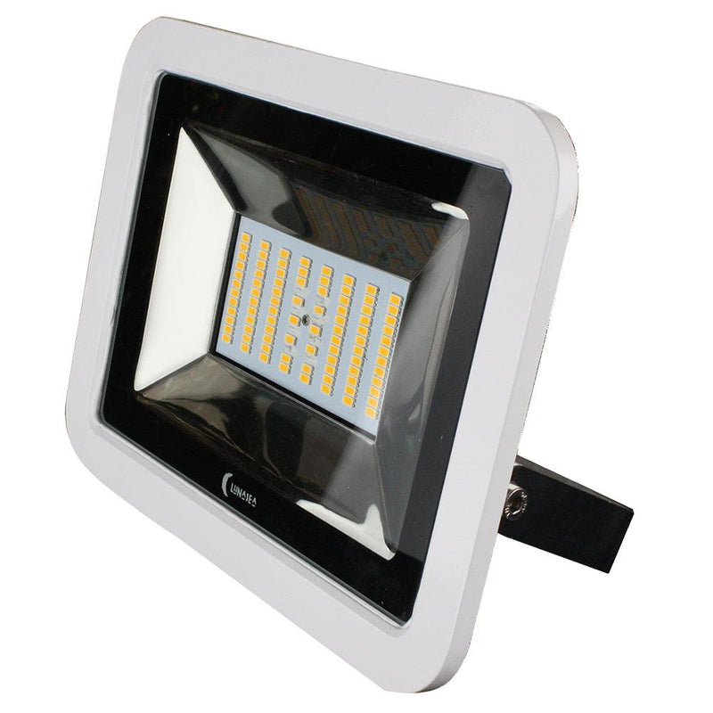 Lunasea 35W Slimline LED Floodlight, 12/24V, Cool White, 4800 Lumens, 3 Cord - White Housing [LLB-36MN-81-00] - Wholesaler Elite LLC