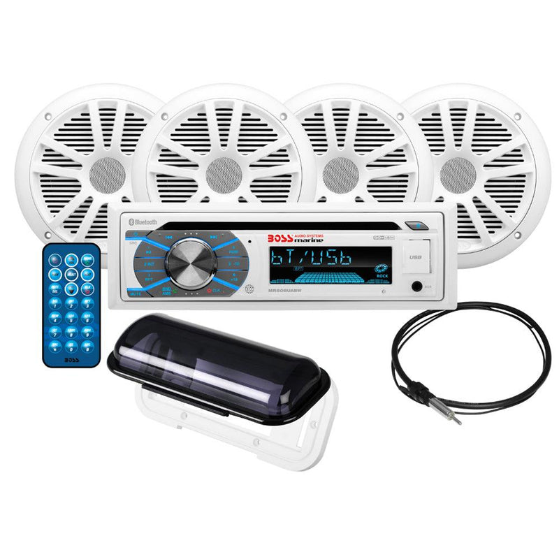Boss Audio MCK508WB.64S Marine Stereo 2 Pairs of 6.5" Speaker Kit - White [MCK508WB.64S] - Wholesaler Elite LLC