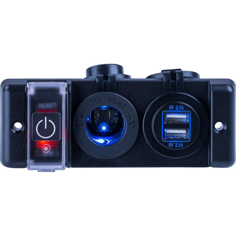 Sea-Dog Double USB Power Socket Panel w/Breaker Switch [426506-1] - Wholesaler Elite LLC