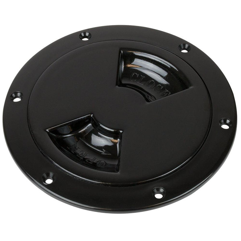 Sea-Dog Smooth Quarter Turn Deck Plate - Black - 4" [336145-1] - Wholesaler Elite LLC