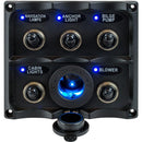 Sea-Dog Water Resistant Toggle Switch Panel w/LED Power Socket - 5 Toggle [424627-1] - Wholesaler Elite LLC