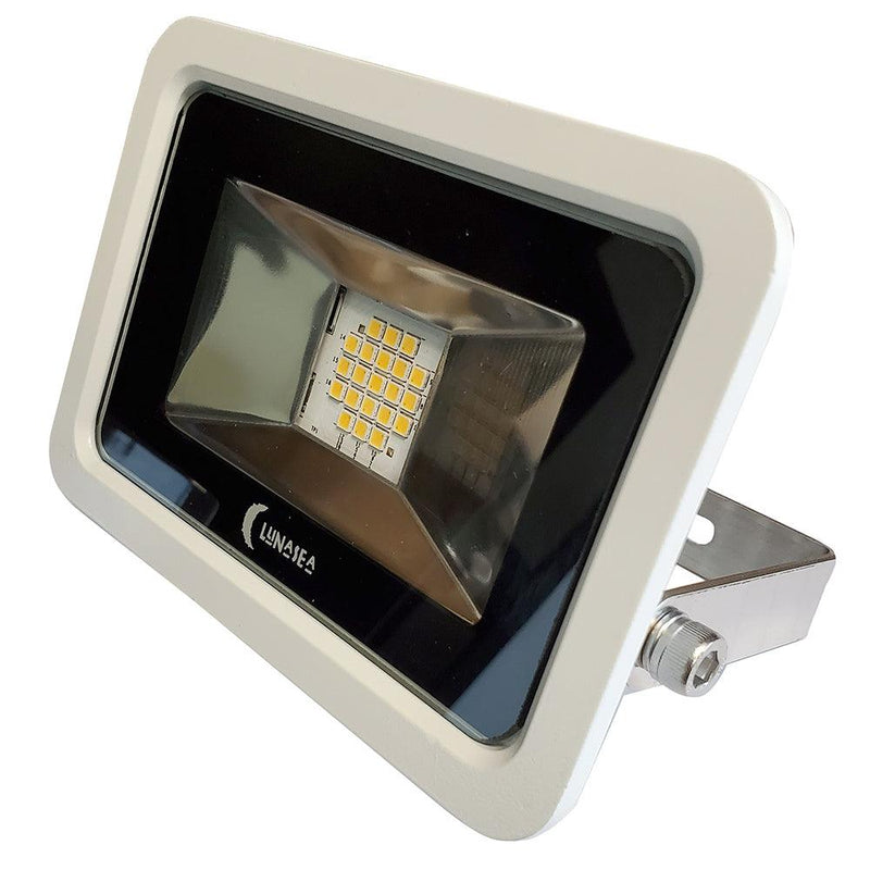 Lunasea 10W Slimline LED Floodlight, 120VAC Only, Cool White, 1200 Lumens, 3 Cord - White Housing [LLB-366N-31-10] - Wholesaler Elite LLC