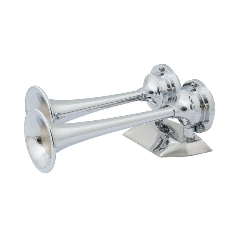 Marinco 12V Chrome Plated Dual Trumpet Mini Air Horn [10108] - Wholesaler Elite LLC