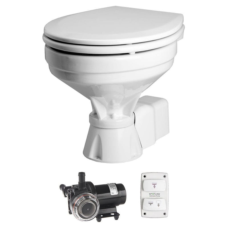 Johnson Pump Aqua T Toilet Silent Electric Comfort - 12V w/Pump [80-47232-01] - Wholesaler Elite LLC