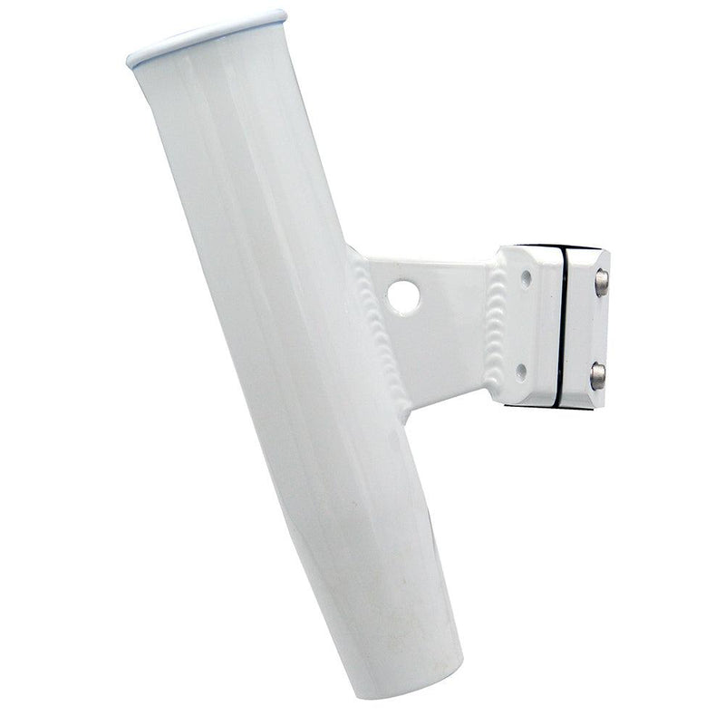 C.E. Smith Aluminum Vertical Clamp-On Rod Holder 1-5/16" OD White Powdercoat w/Sleeve [53716] - Wholesaler Elite LLC