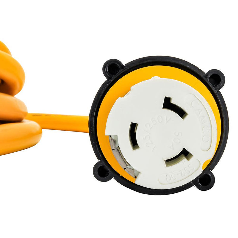 Camco 50 Amp Power Grip Marine Extension Cord - 25 M-Locking/F-Locking Adapter [55621] - Wholesaler Elite LLC