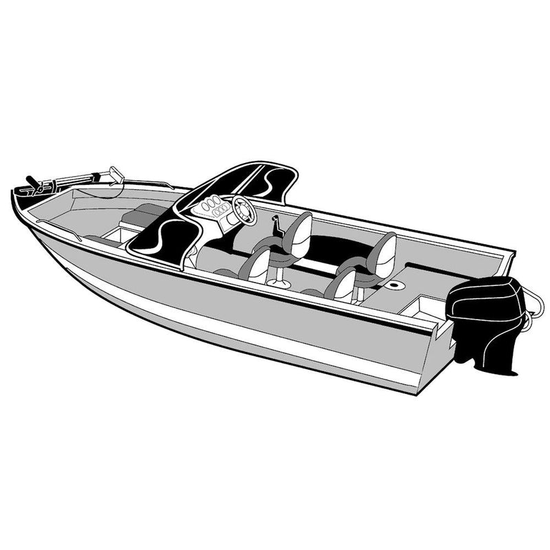 Carver Performance Poly-Guard Wide Series Styled-to-Fit Boat Cover f/16.5 Aluminum V-Hull Boats w/Walk-Thru Windshield - Grey [72316P-10] - Wholesaler Elite LLC