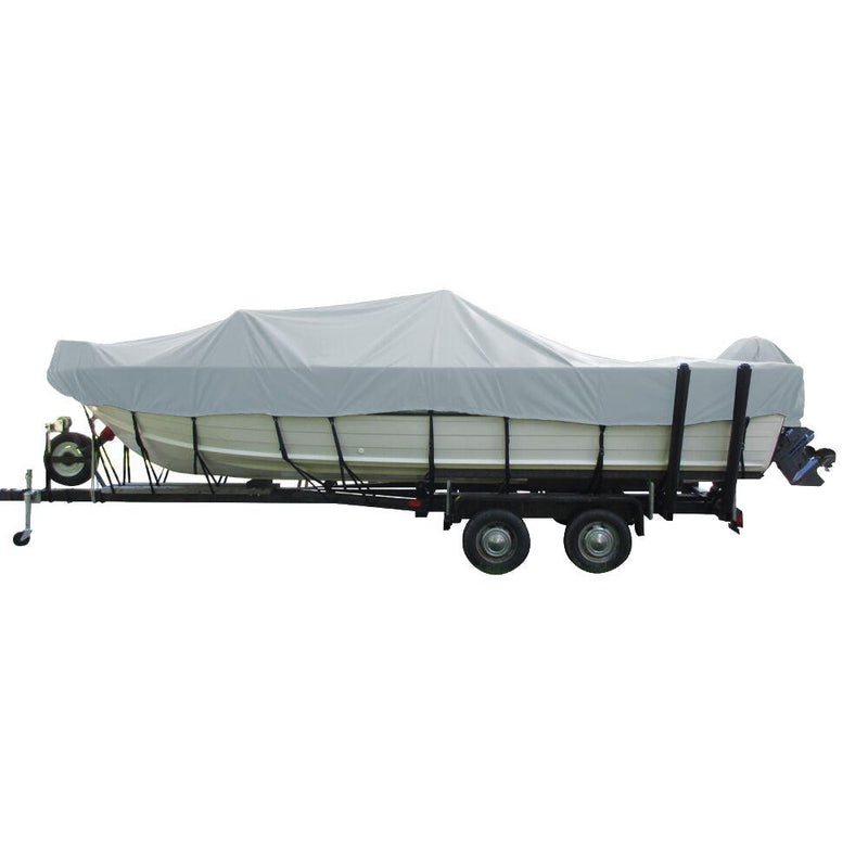 Carver Performance Poly-Guard Wide Series Styled-to-Fit Boat Cover f/16.5 Aluminum V-Hull Boats w/Walk-Thru Windshield - Grey [72316P-10] - Wholesaler Elite LLC
