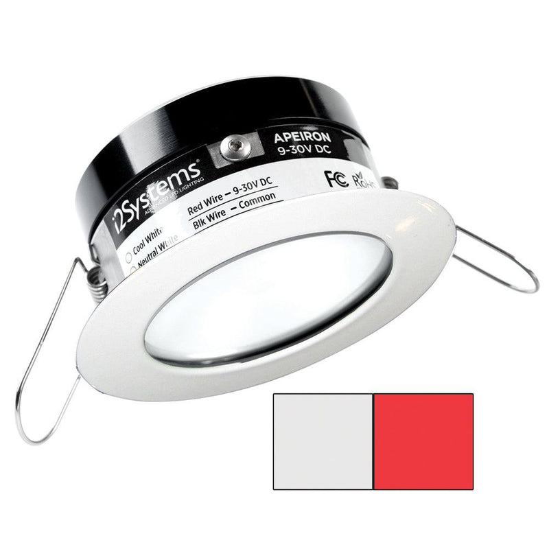 i2Systems Apeiron PRO A503 - 3W Spring Mount Light - Round - Cool White Red - White Finish [A503-31AAG-H] - Wholesaler Elite LLC
