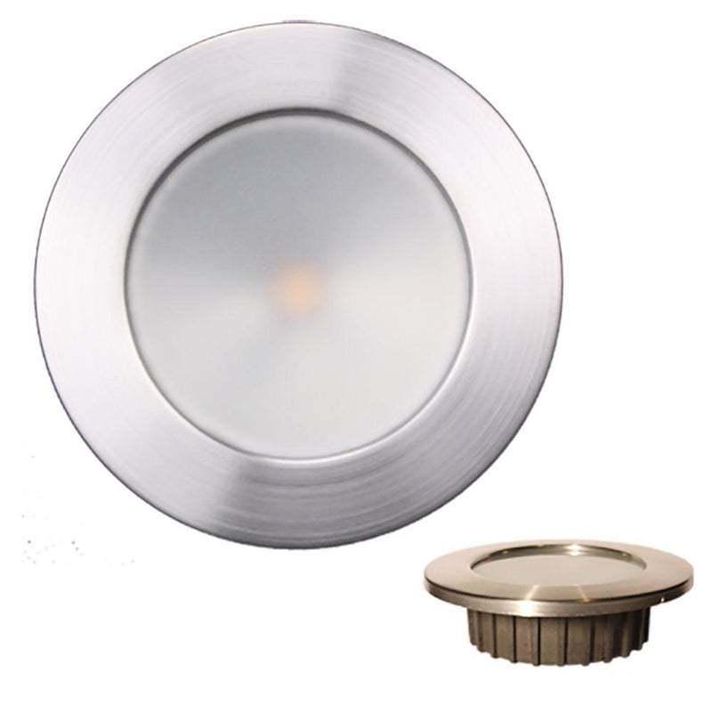 Lunasea Gen3 Warm White, RGBW Full Color 3.5 IP65 Recessed Light w/Brushed Stainless Steel Bezel - 12VDC [LLB-46RG-3A-BN] - Wholesaler Elite LLC